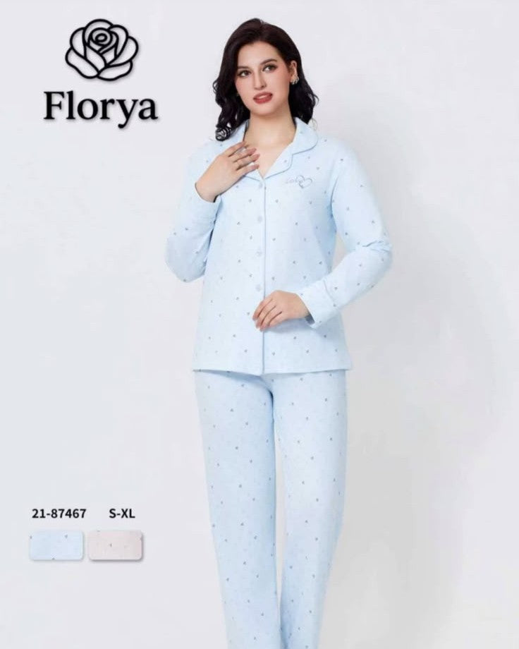 بيجاما بنطلون قطن مبطن زرار