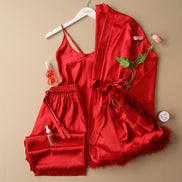 بيجاما ثلاث قطع ساتان