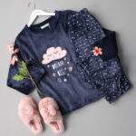 بيجاما قطعتين فرو كحلي