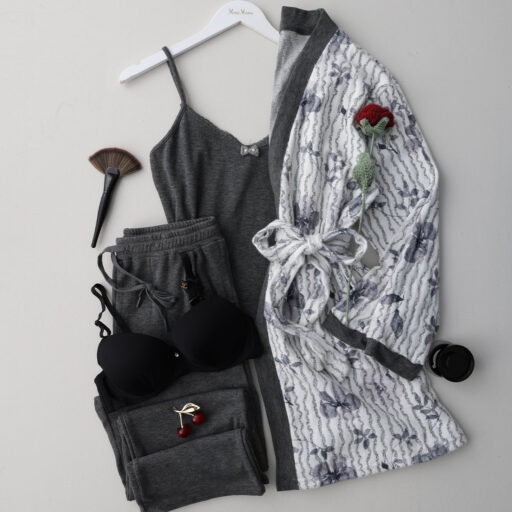 بيجاما ثلاث قطع قطن مبطن